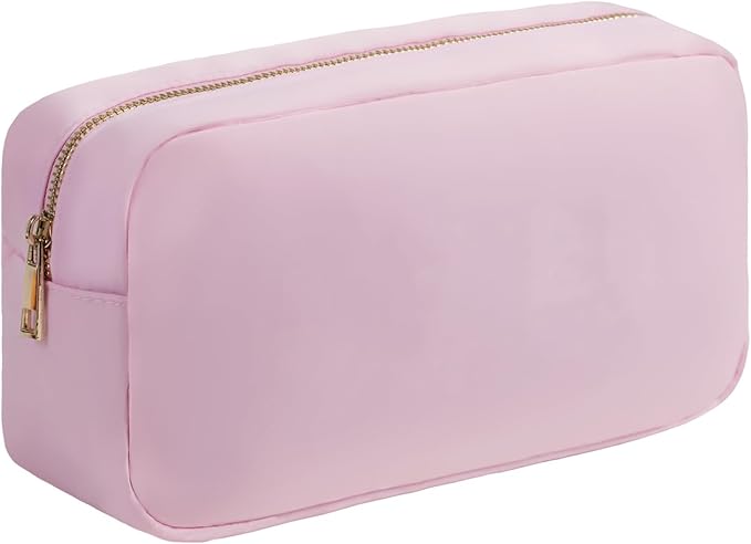 YogoRun Toiletry Bag for Travelling Women Pink Makeup Bag Organizer Water-resistant Nylon Cosmetic Bag Pouch with Four Pockets L, Light Pink