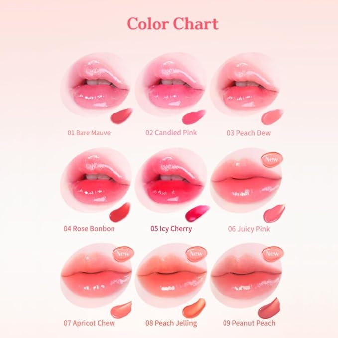 MQNY (MACQUEEN NEWYORK Dewy Water Glow Lip Tint - #04 Rose Bonbon, Glass-like Mirror Shine Hydrating Lip Stain, Long-Lasting & Non-Sticky Coral Tone Water Tint, 0.12 oz (3.5g)
