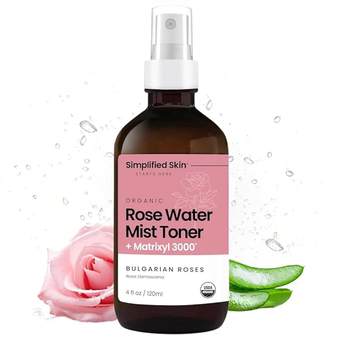 Simplified Skin Rose Water Spray for Face with Matrixyl 3000 & Glycerin