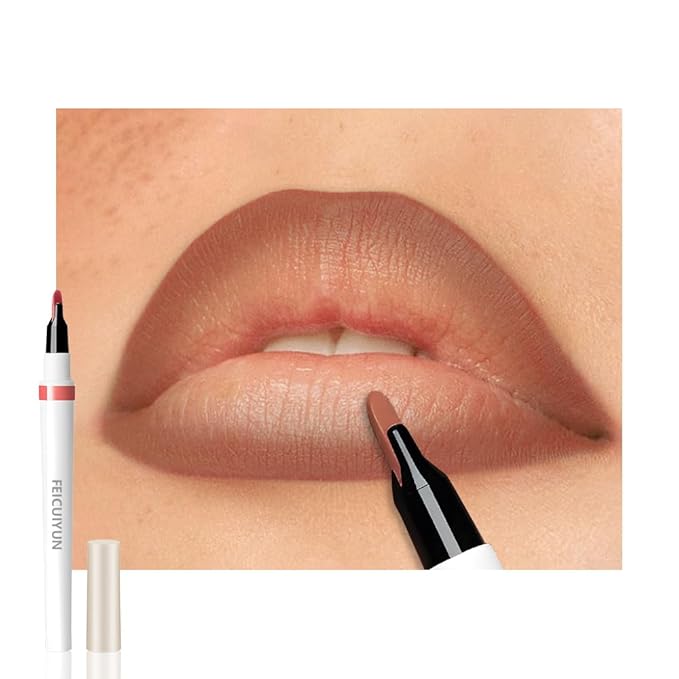FeiCuiYun Matte Calligraphy Liquid Lip Liner Lipstick Pencil, Dark Brown Long-Lasting Transfer-Proof Lip Stain, Lightweight Lipstick, Sheer Buildable Color, Fades to a Natural Wash of Colors