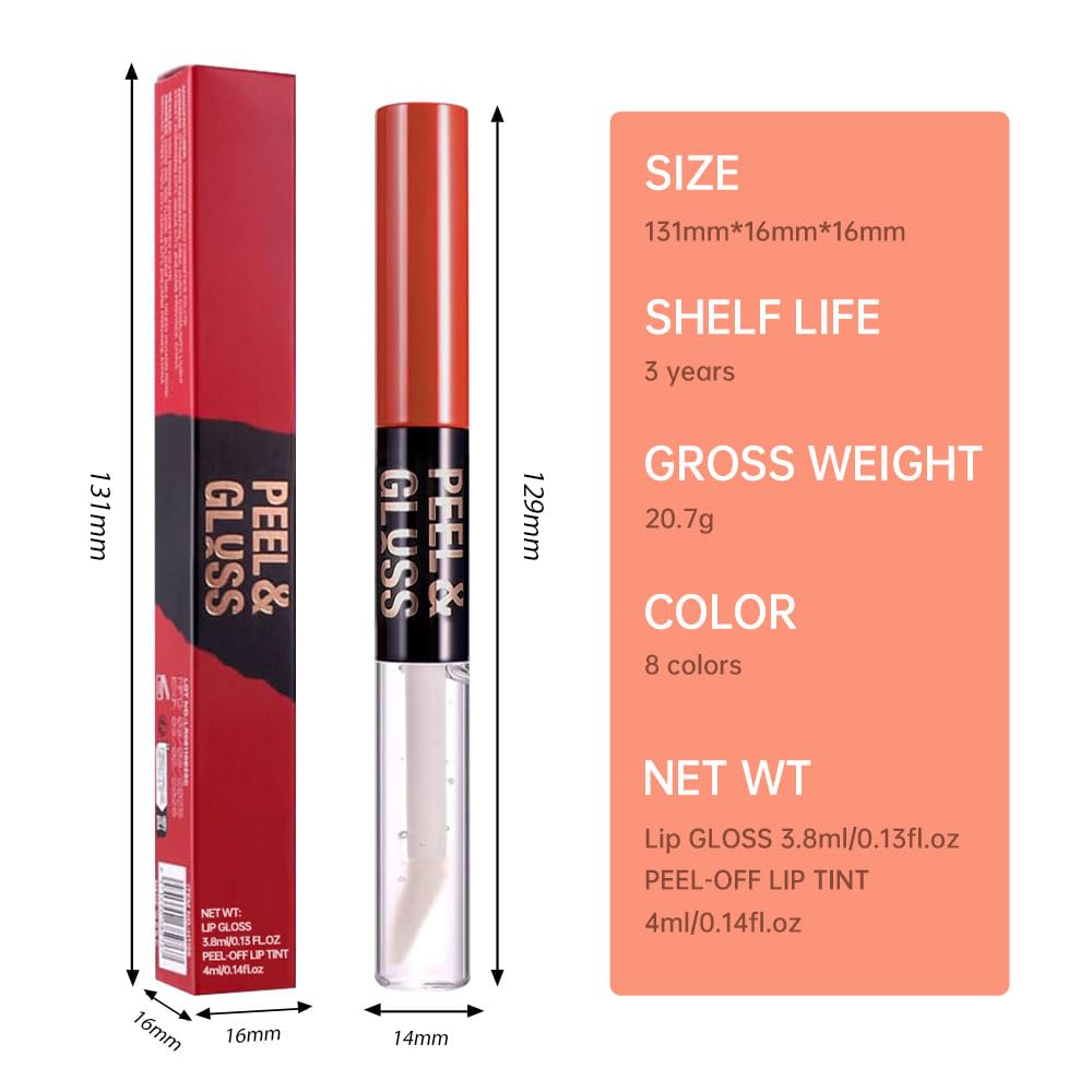 Vibrant Red Coral Peel Off Lip Gloss Tattoo and Lip Oil, Lip Stain Peel Off Masque - Peel Off Lip Tint,Long Lasting Waterproof Transfer-proof Lip Mask Lip Gloss Peel Off Lip Liner,Stay Lip Makeup 04#