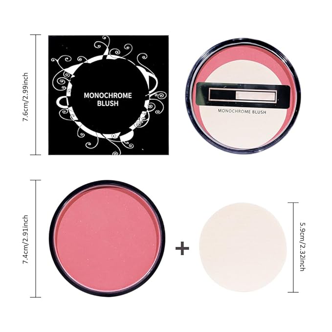 HHLTOH Natural Single Matte for Face Cheeks Blush with Makeup Powder Puff, Warm Orange Red Monochrome Blush Cream Powder Makeup Palette Blushes Long-lasting Blendable Foundation for Women Every Day 04