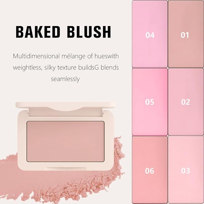 HHLTOH Nude Matte for Face Cheeks Blush, Natural Cream Blushes Makeup Palette, Skin Color Monochrome Blush Creamy Powder Palette Makeup for Older Women, Blushes Eyeshadow Foundation for Every Day 01