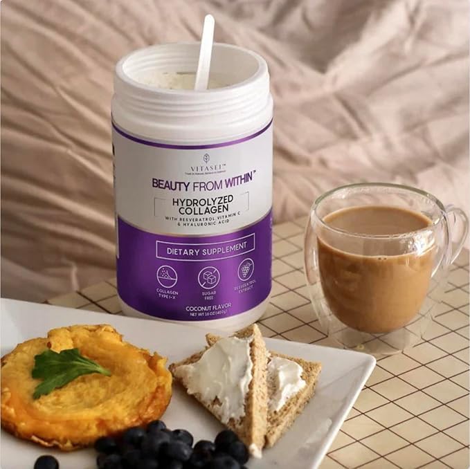 VITASEI Hydrolyzed Collagen Peptide Powder Drink – Soy-Based Coconut, 16oz