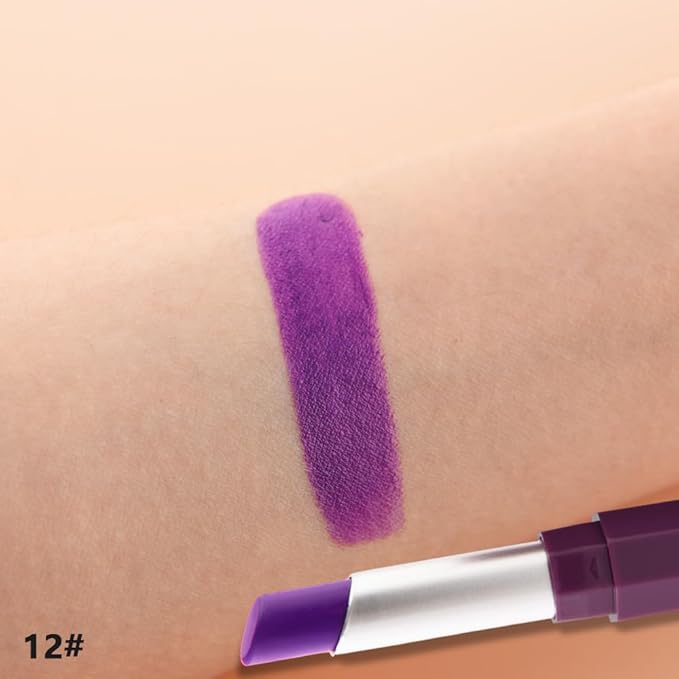 IATMOMOD Lavender Purple Cream Matte Lipstick Stick 12#, Longwear Full Coverage Velvet Lip Color, Waterproof Multi-Use Lip & Cheek Makeup for Party & Daily Wear, Labial con color mate para uso diario
