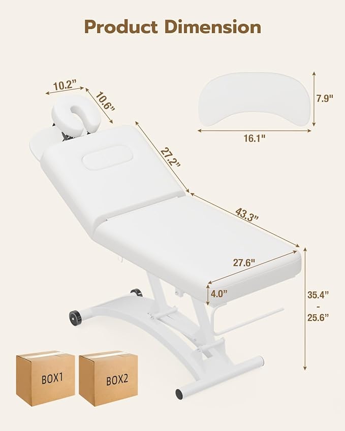 Paddie 550lbs Hi-Lo Electric Massage Table Professional, White