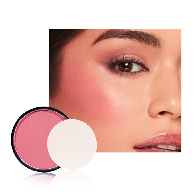 HHLTOH Natural Single Matte for Face Cheeks Blush with Makeup Powder Puff, Warm Orange Red Monochrome Blush Cream Powder Makeup Palette Blushes Long-lasting Blendable Foundation for Women Every Day 04