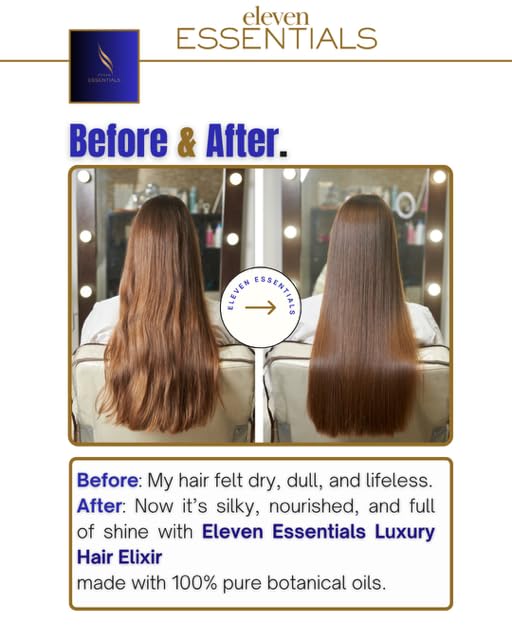 Eleven Essentials Luxury Hair Elixir (Oil) – Rosemary, Castor & Argan Hair Oil for Scalp Care, Frizz Control & Shine, Lightweight Botanical Hair Growth Support (1oz / 30ml)