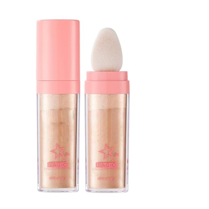 Glitter Powder Highlighter Makeup,Body Brightens the Natural Three-dimensional Face Powder Blusher.(03# Golden browm)