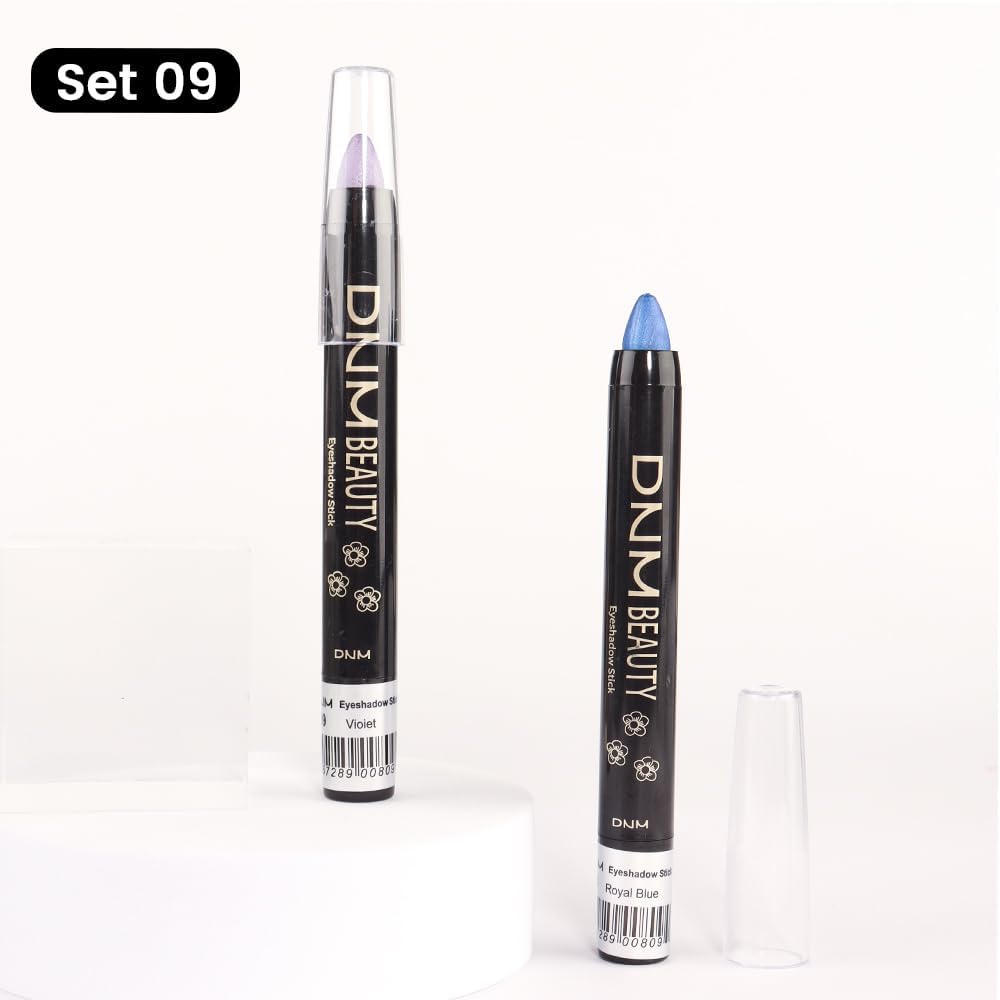 evpct 2Pcs Cream Eyeshadow Sticks Set for Eyes Violet & Royal Blue Shimmer Eye Crayon Shadow Brightener Stick Pencil Pen Bulk sombras en crema para ojos 09+13