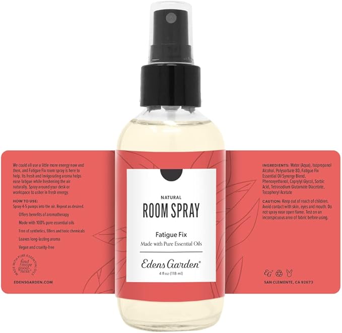 Edens Garden Fatigue Fix Aromatherapy Room Spray, All Natural & Made with Essential Oils (Great Home Air Freshener - Try Using On Pillows & Linens for Sleep), 4 oz