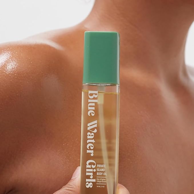 Private Island Body Oil with Collagen Peptides – Deeply Hydrating After-Shower Oil for Winter-Dry Skin – Firming, Nourishing & Barrier-Restoring with Shea Oil, Sweet Almond Oil & Squalane (3.4 oz)