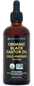 QUEEN OF THE THRONES® Organic Black Castor Oil - 100mL with Dropper| 100% Pure, Certified Organic, Hexane-Free, Extra Virgin | Moisturizing & Conditioning Oil for Skin, Hair & Nails
