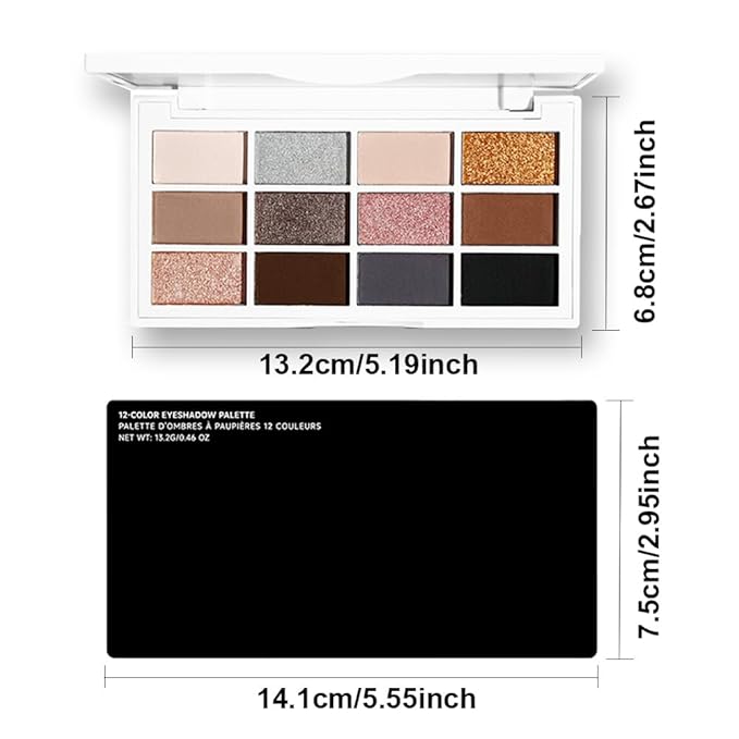 JUAAZIN 12 Colors Matte Shimmer Eyeshadow - Cool-toned Eyeshadow Palette, Long-Lasting Waterproof Crease-Proof Pigmented, Built-In Mirror, Vegan Cruelty-Free for Daily & Glam Makeup Looks 01#