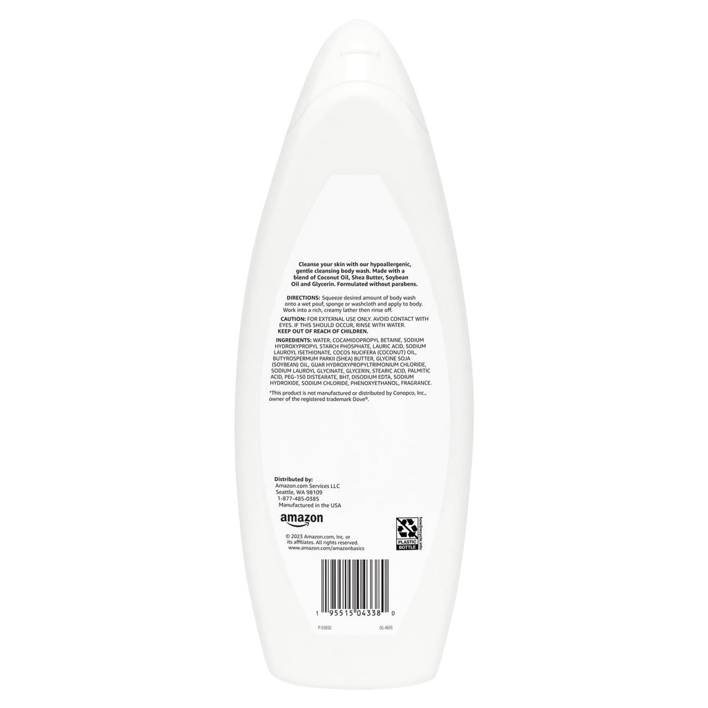 Amazon Basics Hypoallergenic Body Wash for Sensitive Skin, Creamy Lather, Paraben Free, 22 fl oz (1-Pack)