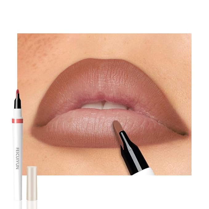 FeiCuiYun Matte Calligraphy Liquid Lip Liner Lipstick Pencil, Nude Rose Long-Lasting Transfer-Proof Lip Stain, Lightweight Lipstick, Sheer Buildable Color, Fades to a Natural Wash of Colors