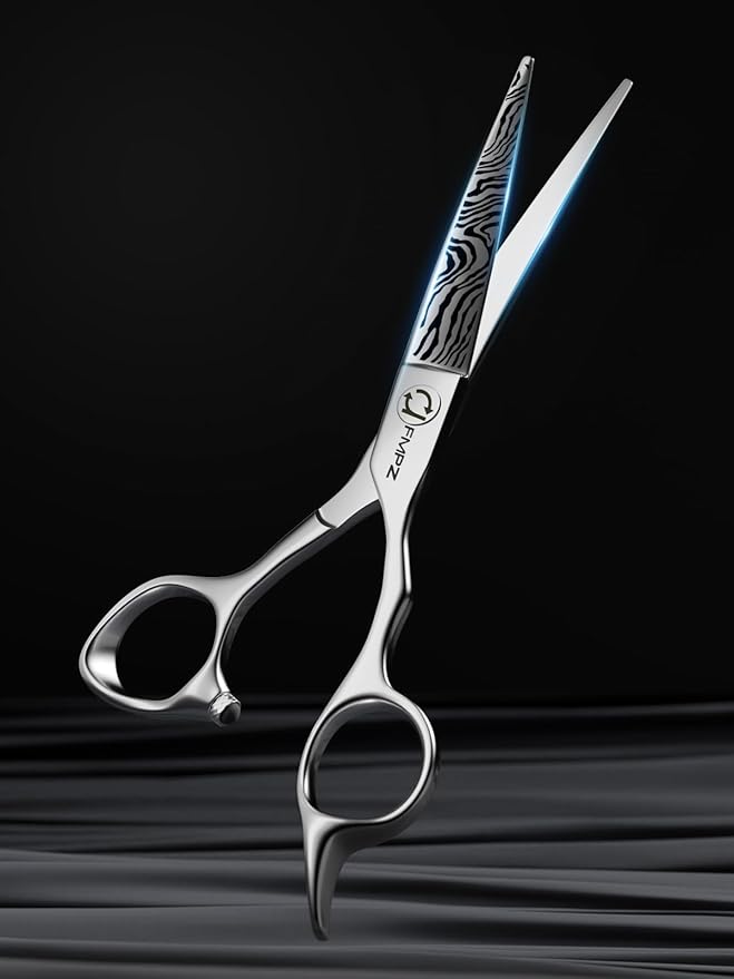 FMPZ Hair Cutting Scissors Professional, 5.5" Barber Scissors, Hair Cutting Shears with 440C Steel - 60HRC Hardness Extremely Sharp with Ergonomic for Salon & Home Use - Zebra style