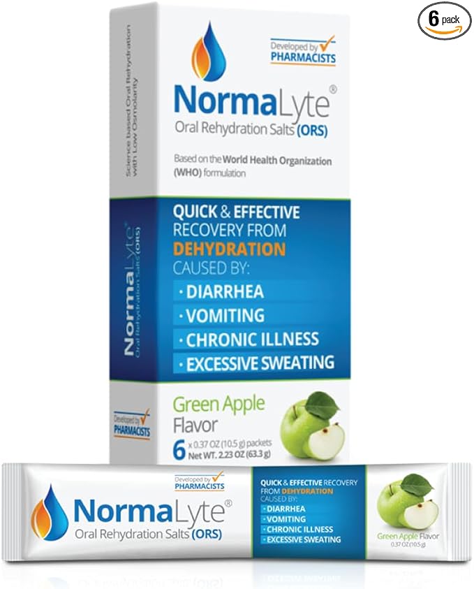 NormaLyte Apple Electrolyte Powder Packets, Hydration Stick, 6 Count