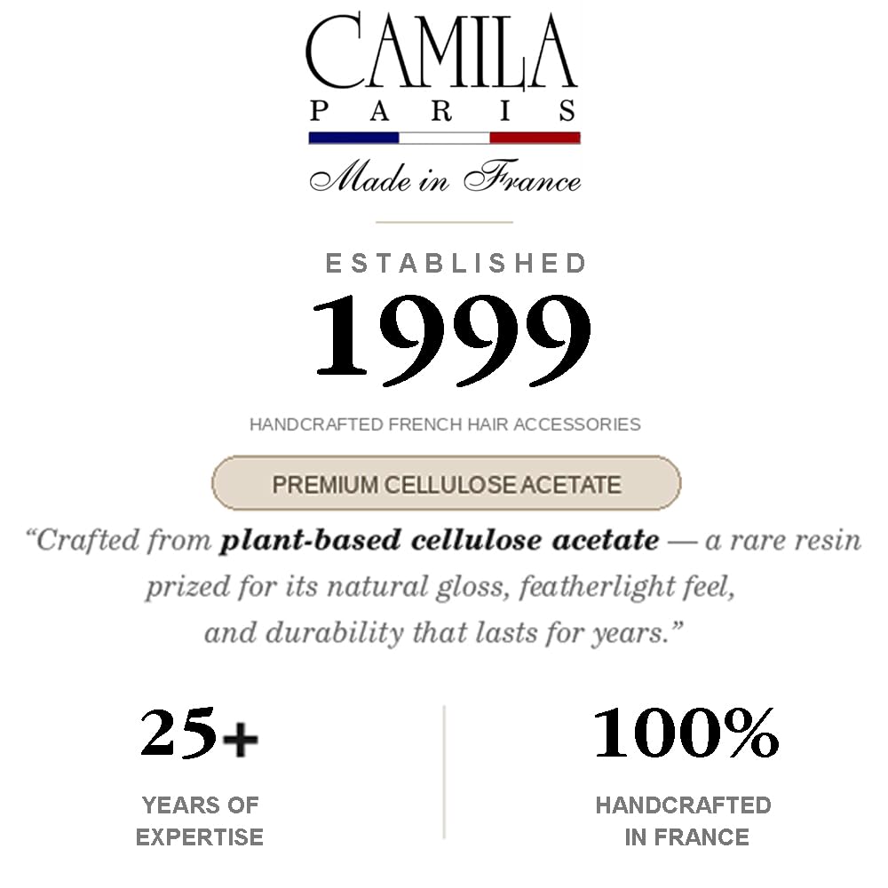 Camila Paris CP3882 French Headband for Women, Handmade White Tokyo, Strong Hold Grip Women's Hair Band, Ligth and Very Flexible, No Slip Durable Styling Girls Hair Accessories, Made in France