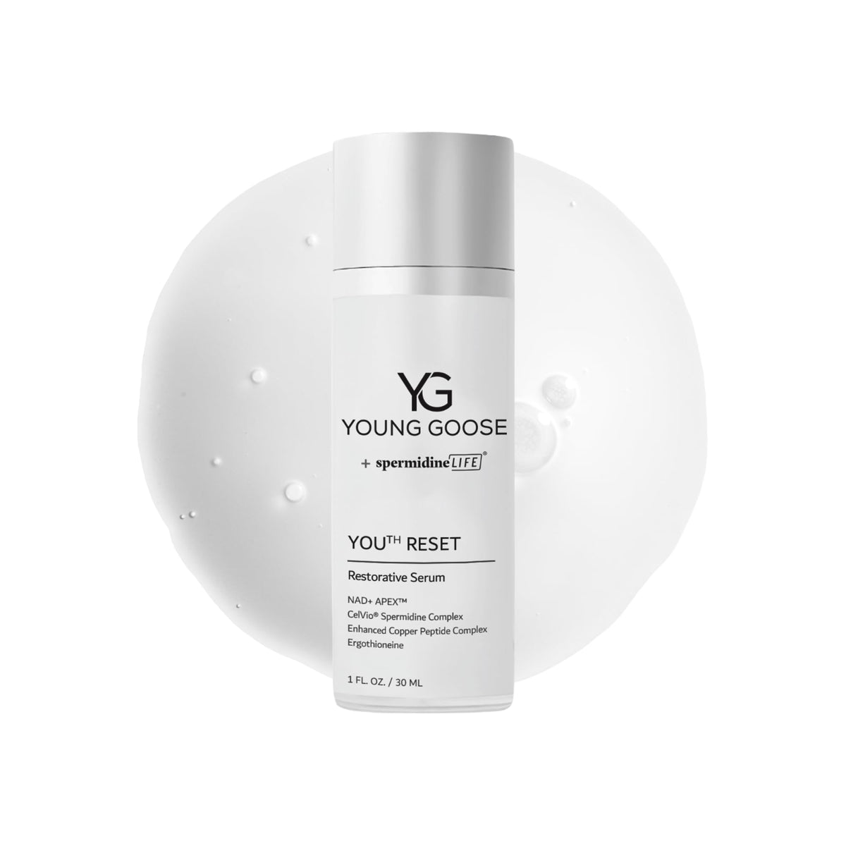 Young Goose Youth Reset Face Serum, Peptides & Resveratrol, 30 mL