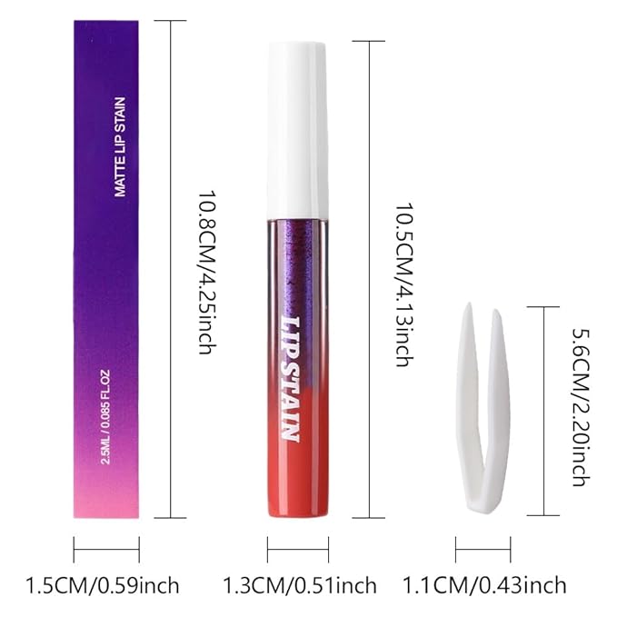 evpct 2Pcs Mauve Red & Nude Brwon Peel Off Lip Stain Tints, Matte Liquid Lipstick Lip Stain Long Lasting Waterproof for Women, Longwear Lipstick Peel Off Highly Pigmented Smudge-proof Easy to Apply