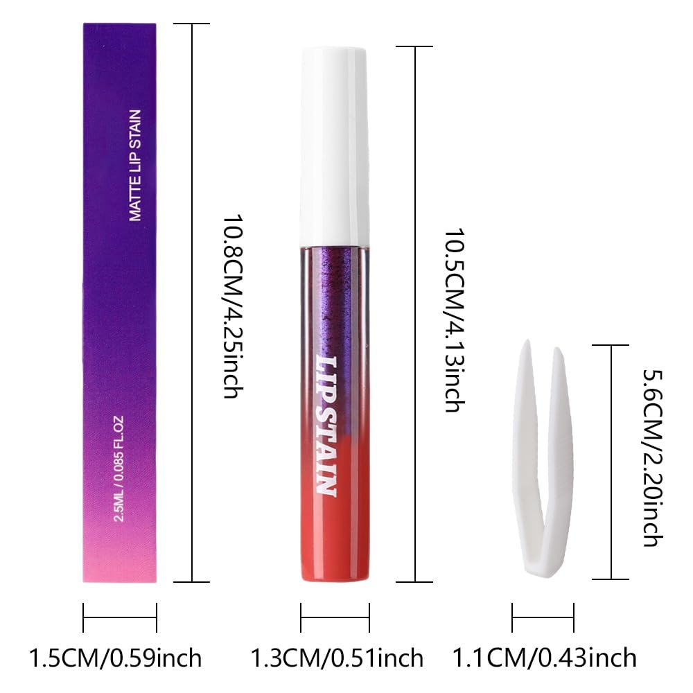 evpct 3Pcs Maroon Mauve Red Nude Brown Peel Off Lip Stain Tints, Matte Liquid Lipstick Lip Stain Long Lasting Waterproof for Women, Longwear Lipstick Peel Off Highly Pigmented Smudge-proof Easy Apply