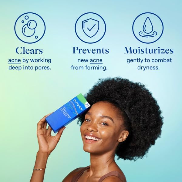 Differin Acne Face Wash, 5% Benzoyl Peroxide Daily Cleanser, 4oz