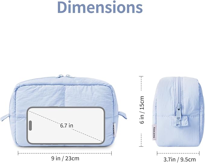 Narwey Puffy Makeup Bag Travel Toiletry Bag, Cute Cosmetic Bag for Women