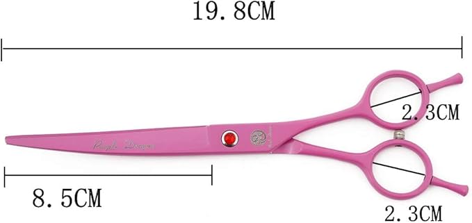 Purple Dragon 7" Dog Grooming Scissors Set with Rhinestone Accent - Pink