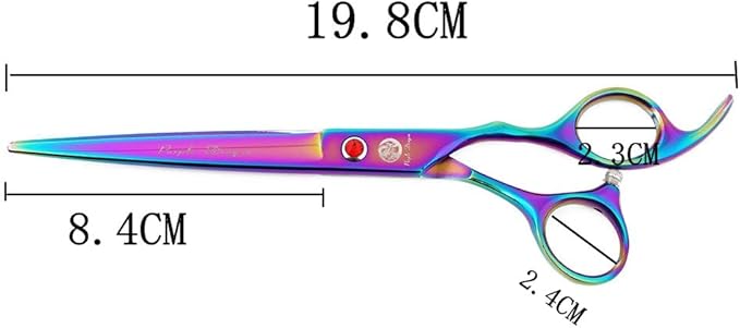 Purple Dragon 7" Dog Grooming Scissors Set with Rhinestone Accent - Rainbow