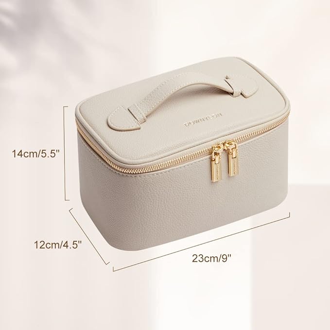 Camdeez Cosmetic Bag,ROWNYEON Makeup Bag,Portable Makeup Train Case,Travel Toiletry Bag Case Organizer for Women,Beige