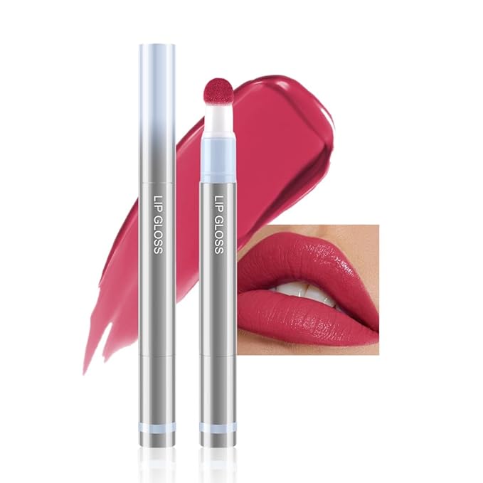 Hxssll Cushion Lip Gloss Matte Lip Tint – Long-Lasting Lightweight Color, Soft Plush Applicator for Gradient Blurred Lips, Non-Sticky Velvet Finish Hydrating Lip Stain 05#–Berry Plum