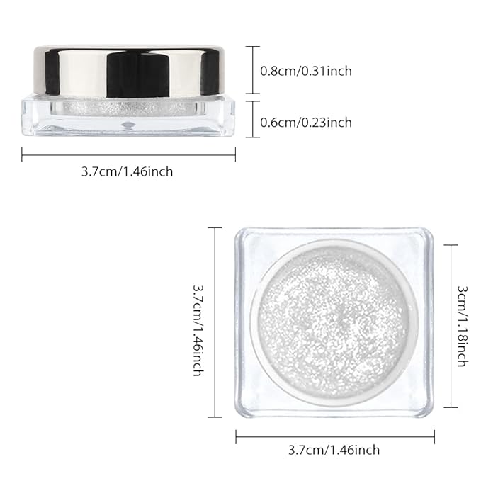 FeiCuiYun Single Cream Glitter Eyeshadow, Shimmer Eyeshadow Palette, Korean Eye Glitter Makeup, Ultra-Blendable, Sparkle Silver Eye Shadow, Single Shade Metallic Pigmented (Sparkle white)