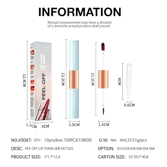 KXmzeG Matte Lip Liner Peel Off Lip Stain, Long Lasting Peel Off Lip Liner Stain, Peel-off Lip Gloss For All Skin Types, Transfer-proof Highly Pigmented Color Waterproof, (05#, Pack of 1)