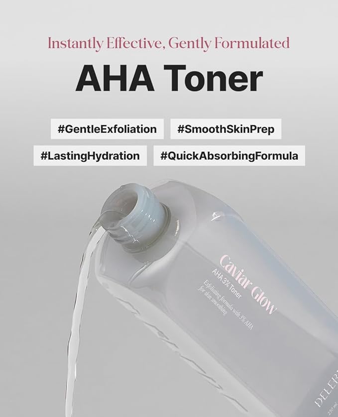Caviar AHA 3% Glow Toner, Radiance Skin, Collagen Exfoliating Glowing