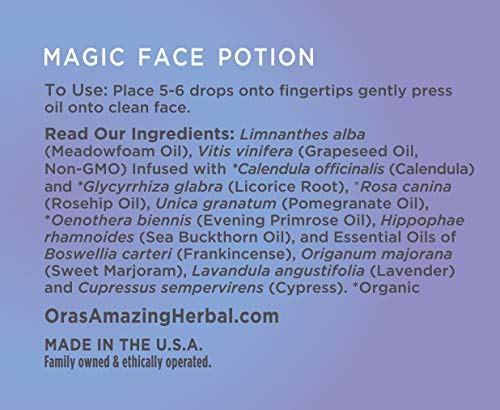 Ora's Amazing Herbal Magic Face Potion, Soothing Moisturizing Balancing, Sea Buckthorn Oil For Face with Frankincense, Licorice, Calendula, Evening Primrose, Meadowfoam, Gua Sha Face Oil, 0.5 oz