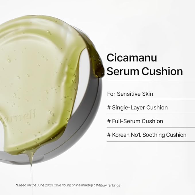 Parnell Cicamanu Serum Cushion - Moisturizing Foundation for Soothing, Coverage, Glass Skin and Lightweight for Sensitive and Dry Skin Pearl Skin (0.52 Fl Oz) (30N)
