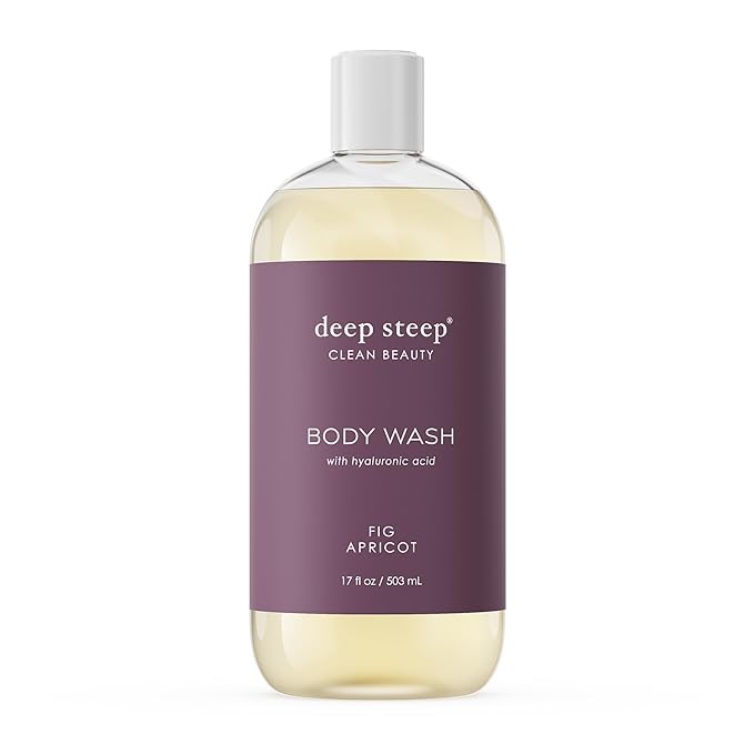 Deep Steep Fig Apricot Body Wash, Hydrating Shower Gel with Hyaluronic Acid & Shea Butter for Sensitive Skin, Bodywash for Women & Men, 17 Fl Oz, 1-Pack
