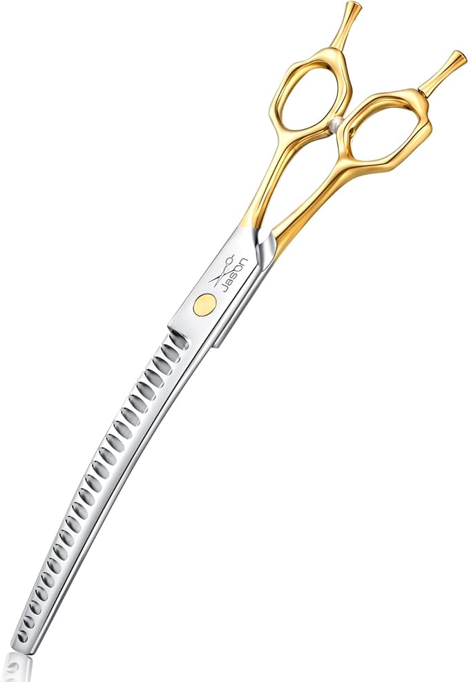 Jason Curved Dog Chunker Scissors - 8" Grooming Downward Shears 23 Teeth