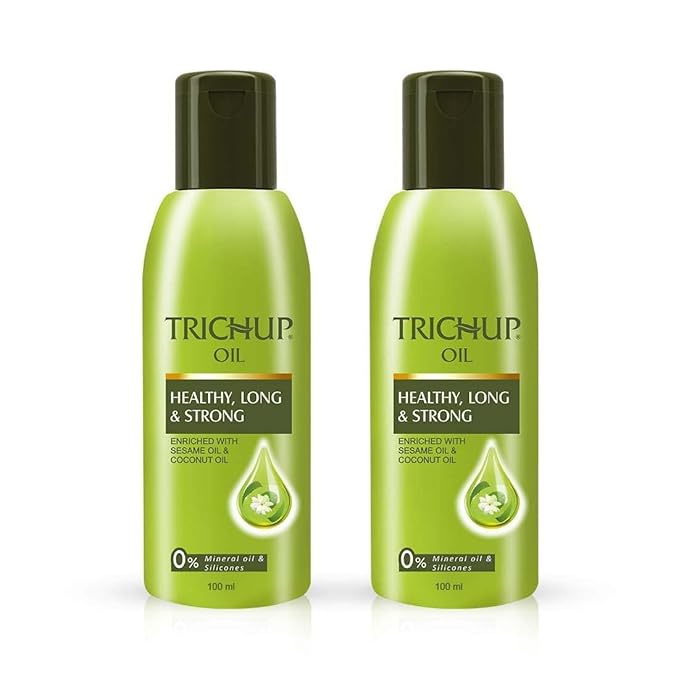 TRICHUP Ayurvedic Herbal Hair Oil for Thinning & Damaged Hair | Neem, Aloe Vera, Coconut & Sesame | Scalp Nourishing Oil for Hair Breakage Control & Stronger Hair | 3.38 fl oz (Pack of 2)