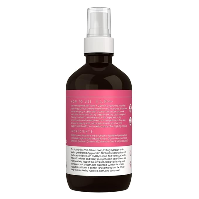 Simplified Skin Rosewater and Glycerin Spray for Face & Hair, Mist Toner