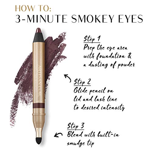 Artisan L'uxe Beauty Velvet Jumbo Eyeliner Tempt (Deep Plum) with Free Sharpener | Blendable Makeup for Smokey Eyes - Waterproof Smudge Proof Pencil Eyeliner, Built-in Smudger & Long Lasting