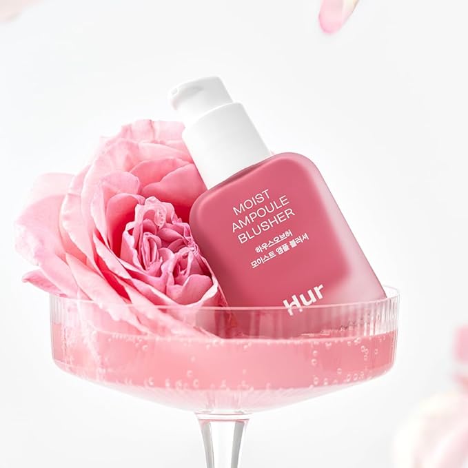 House of Hur Moist Ampoule Blusher with 50% Moisture Essence | Hydrating & Long-Lasting Blush | 0.68fl.oz (9 Shades) (Pink Rosie)