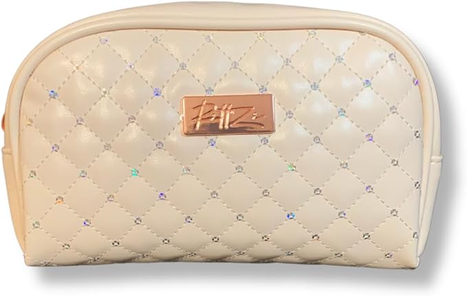 RITTZI Cream Quilted Cosmetic Bag - Elegant Travel & Makeup Organizer