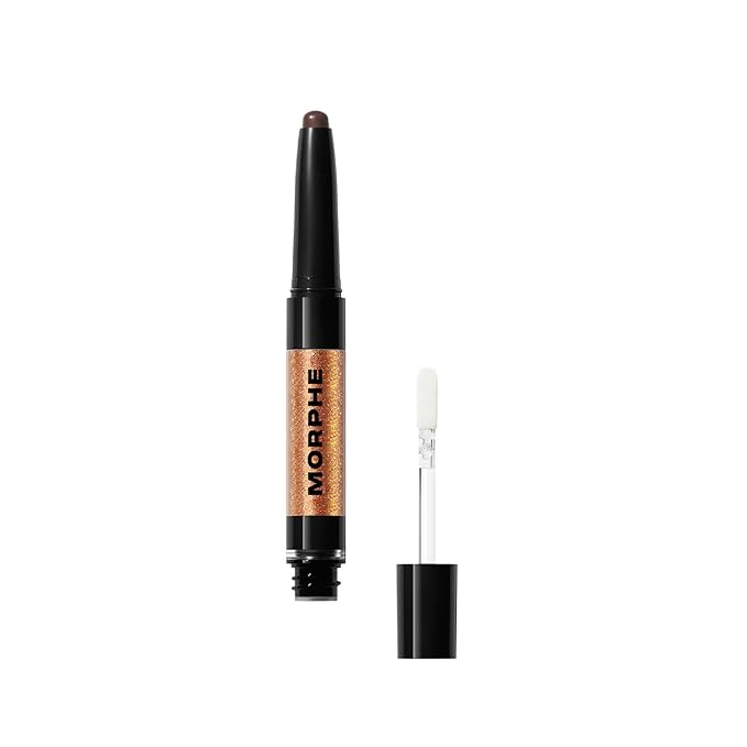 Morphe Mixed Signals Dual-Ended Eyeshadow Stick - Cream Eyeshadow Pigment & Chrome Liquid Flakes for Bold, Layered Eye Makeup Looks - Self Ware/Don't Care (0.028 oz)