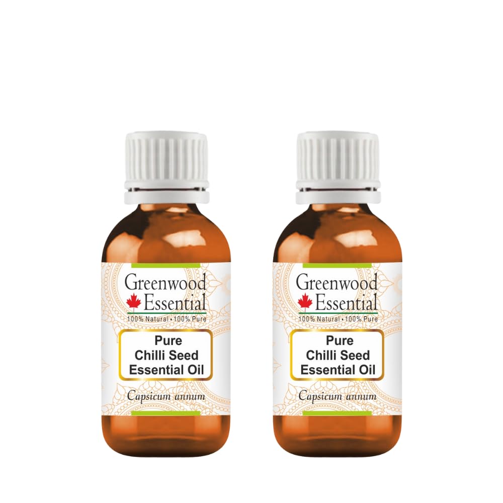 Greenwood Essential Pure Chilli Seed Essential Oil (Capsicum annum Steam Distilled (Pack of Two) 50ml X 2 (3.38 oz)