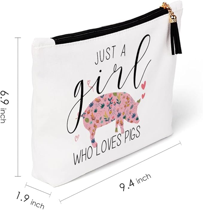 Pig Gifts Cute Pig Accessories Stuff Cosmetic Bags, Travel Makeup Bag Gifts for Women Sister Animal Lovers Best Friend Birthday Friendship Anniversary Christmas 9.4x6.9x1.9 Inches