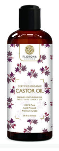 Florona Castor Oil USDA Organic - 16 fl oz for Hair Care, Skin Care, Aromatherapy, Massage
