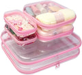 Calantre 6PCS Clear Hard Shell Zipper Case 13.8 * 11.8 * 2 IN (Pink)