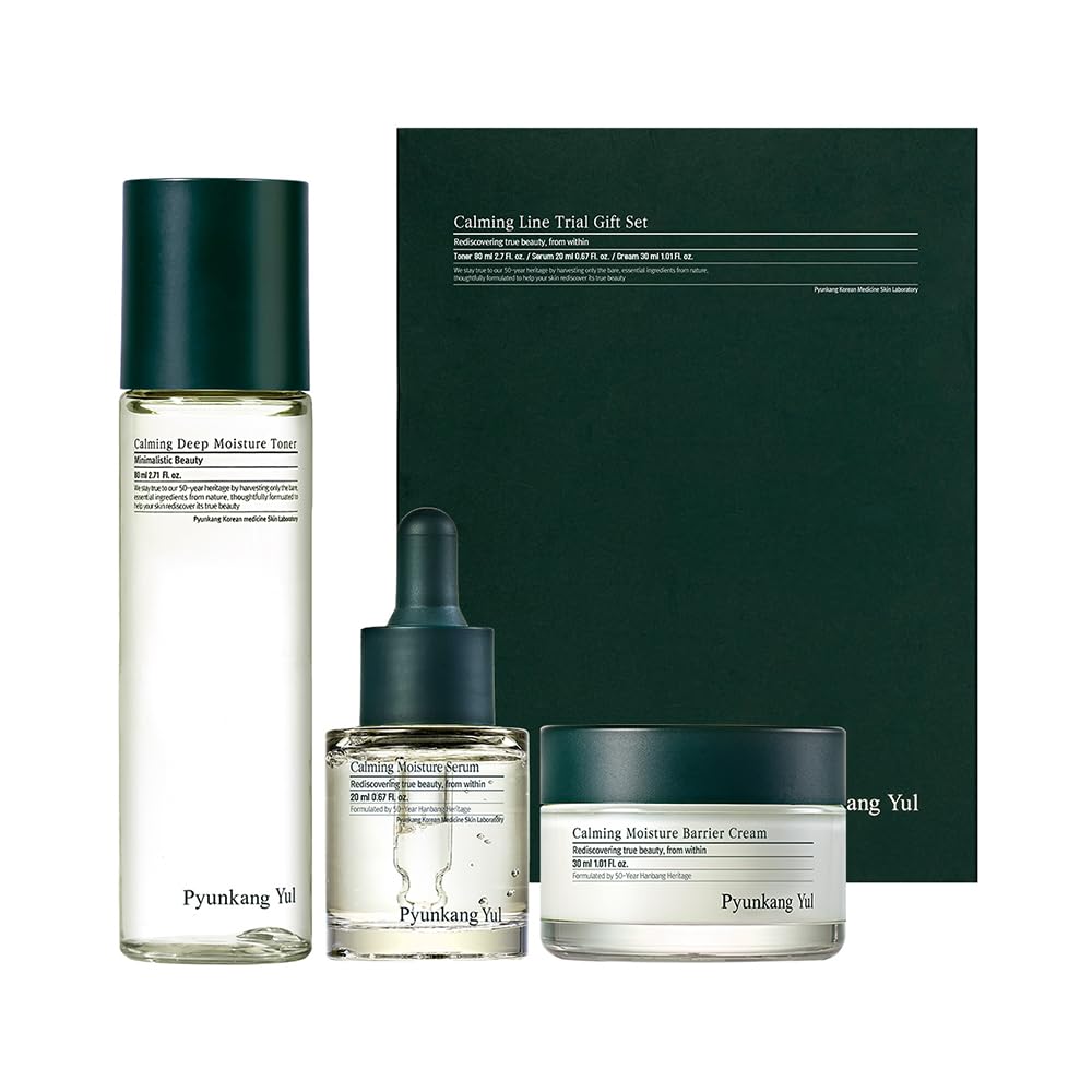Pyunkang Yul PKY Calming Line Gift Box Set-Korean Facial Skin Care Essential for Daily Moisturizing with Toner, Serum, Cream, Vegan & Cruelty Free